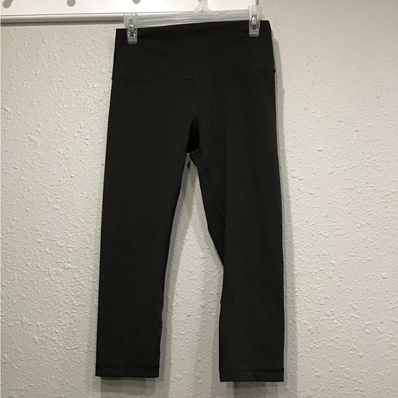 Lululemon Wunder Under Crop 21” High-Rise Full-On Luxtreme Olive Leggings Sz 8 - Picture 3 of 6